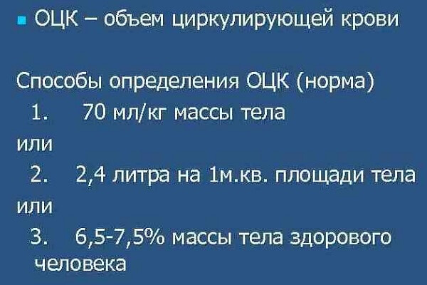 Способы определения объема циркулрующей крови
