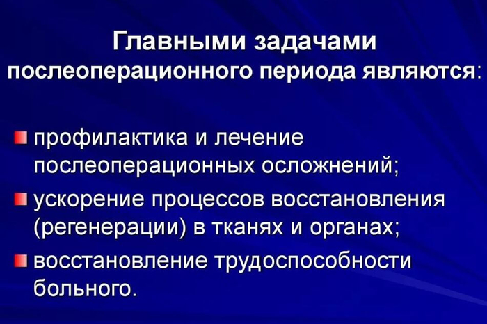Главные задачи послеоперационного периода