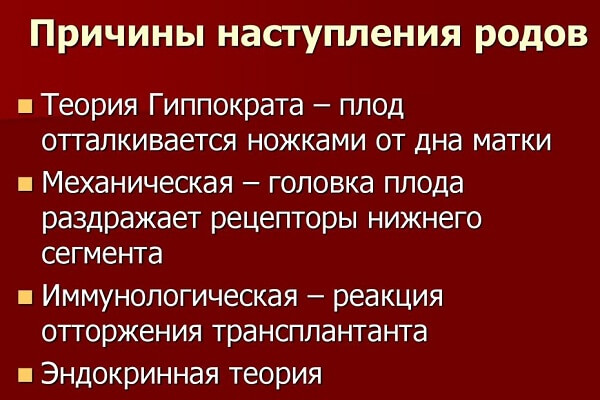 Причины наступления родов